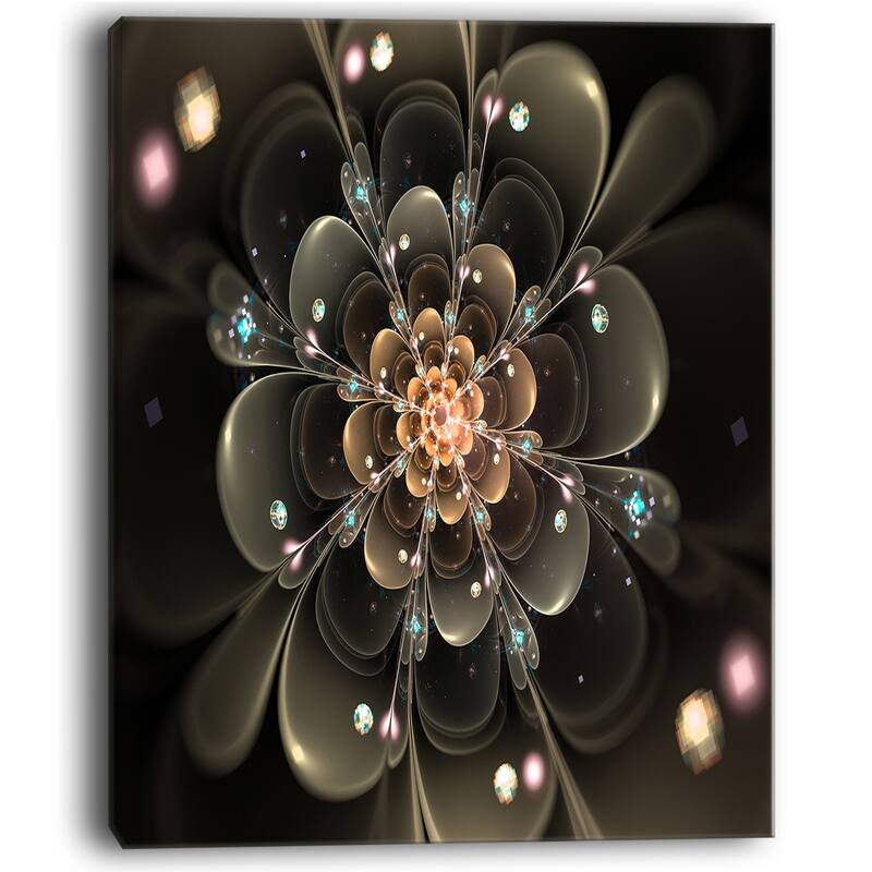 Designart "Perfect Shiny Fractal Flower in Dark Brown" Floral Canvas