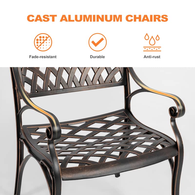 Outdoor 5-Piece Cast Aluminum Dining Set with Cushions