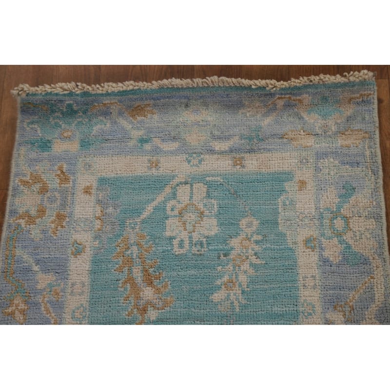 Traditional Oushak Turkish Oriental Rug Wool Hand-knotted Foyer Carpet - 2'0" x 4'0"