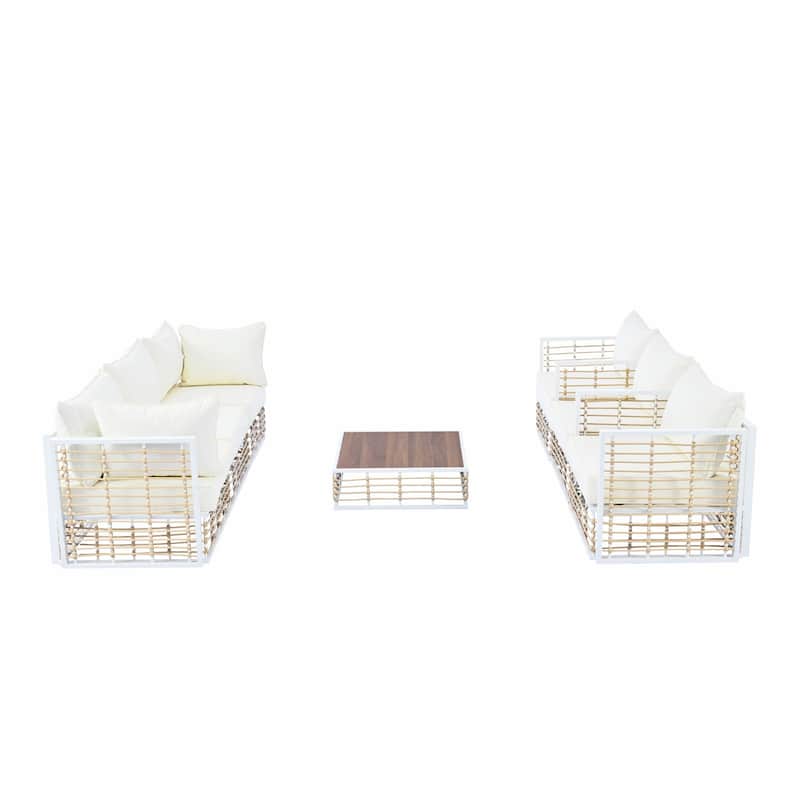 Modern Minimalist 7-Piece Metal Patio Sectional Sofa Set