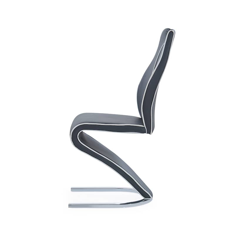 Gothic Dining Chair - Faux Leather Seat, Horseshoe Base, Dark Grey & White Finish - 40