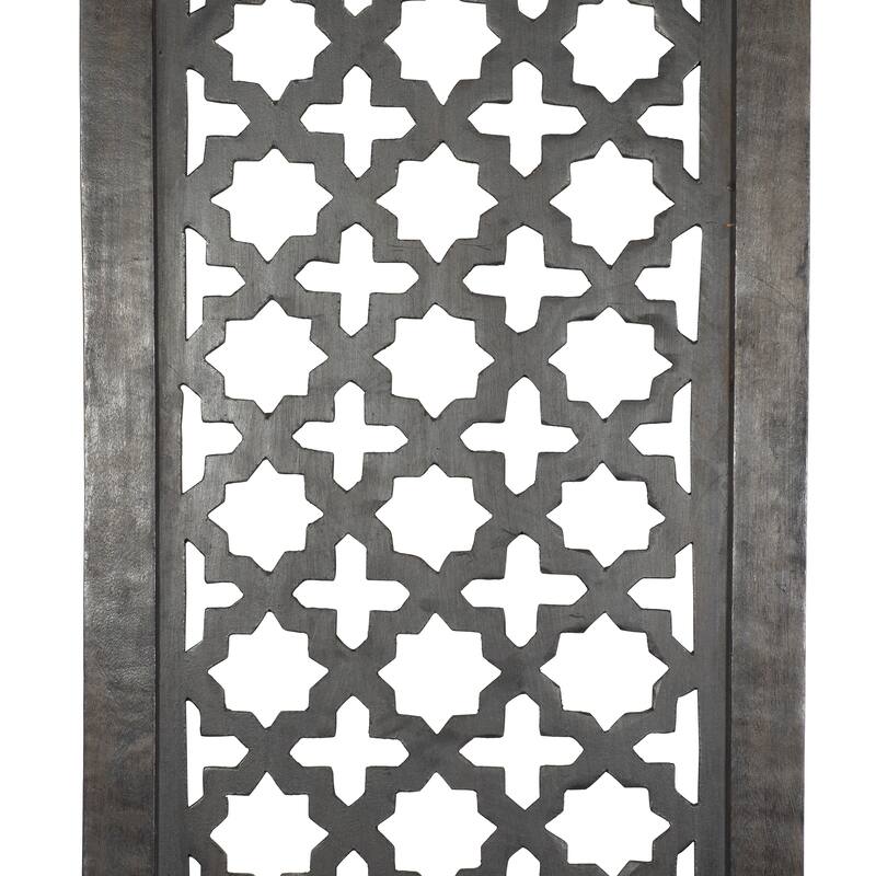 Wood Geometric Handmade Carved Wall Decor - Black - Roche River Decor