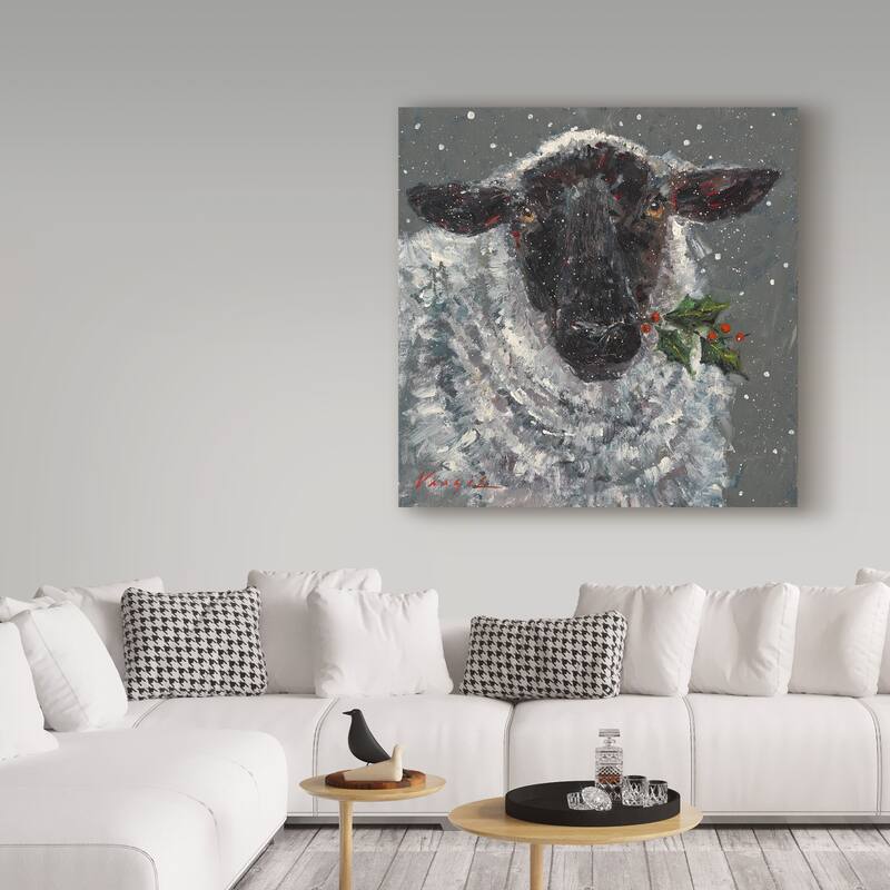 Mary Miller Veazie 'Wren The Christmas Sheep' Canvas Art