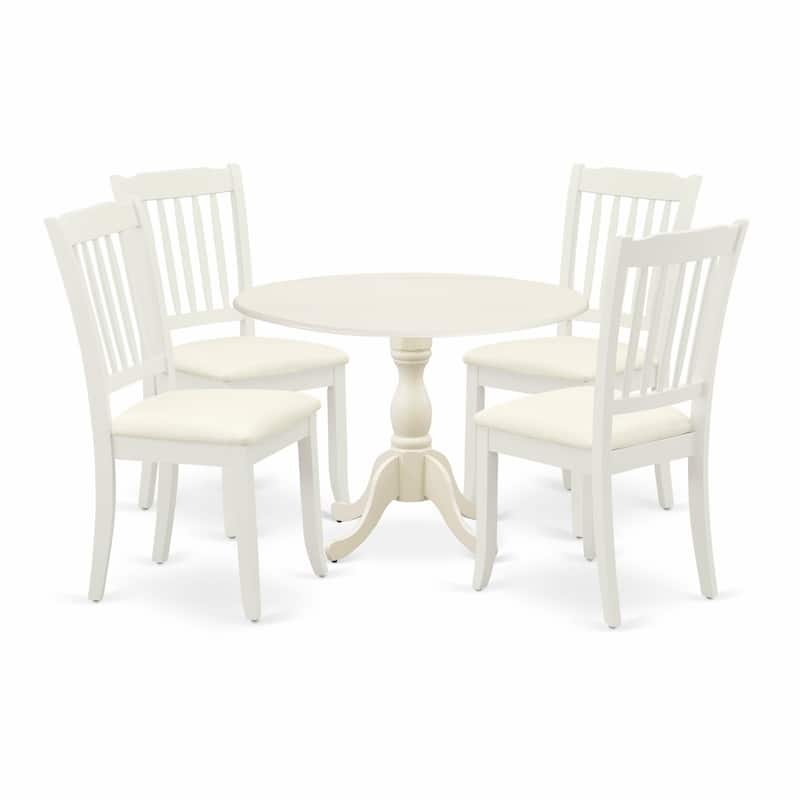 East West Furniture 5 Piece Dining Set Includes a Round Dining Table and 4 Kitchen Chairs, (Finish & Seat Options)