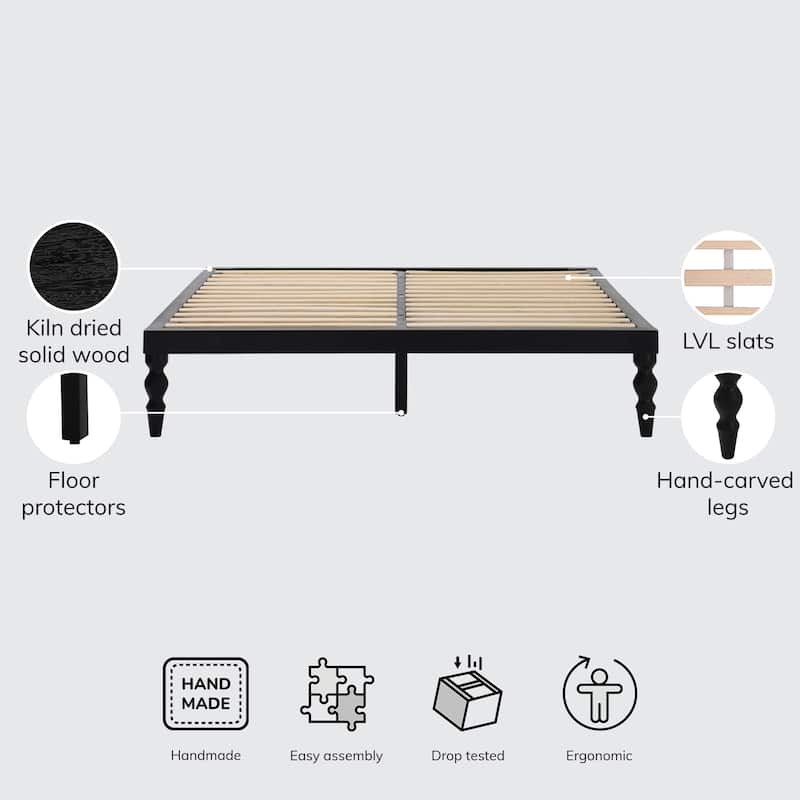 MH London Rhonda Solid Mango Wood Platform Bed