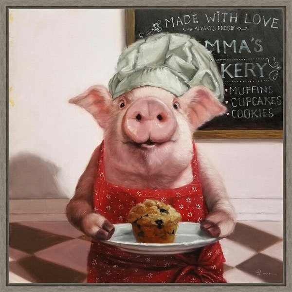 slide 2 of 6, Pinkies Bakery (Pig) by Lucia Heffernan Framed Canvas Art