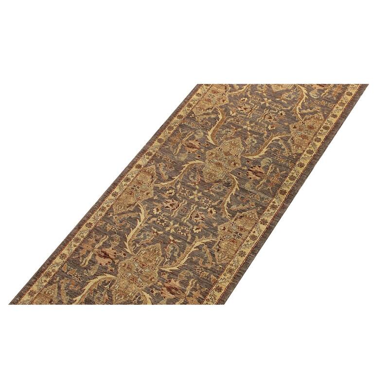 Oriental Ziegler Nguyet Grey Ivory Hand-Knotted Wool Runner - 2'10'' x 11'1''