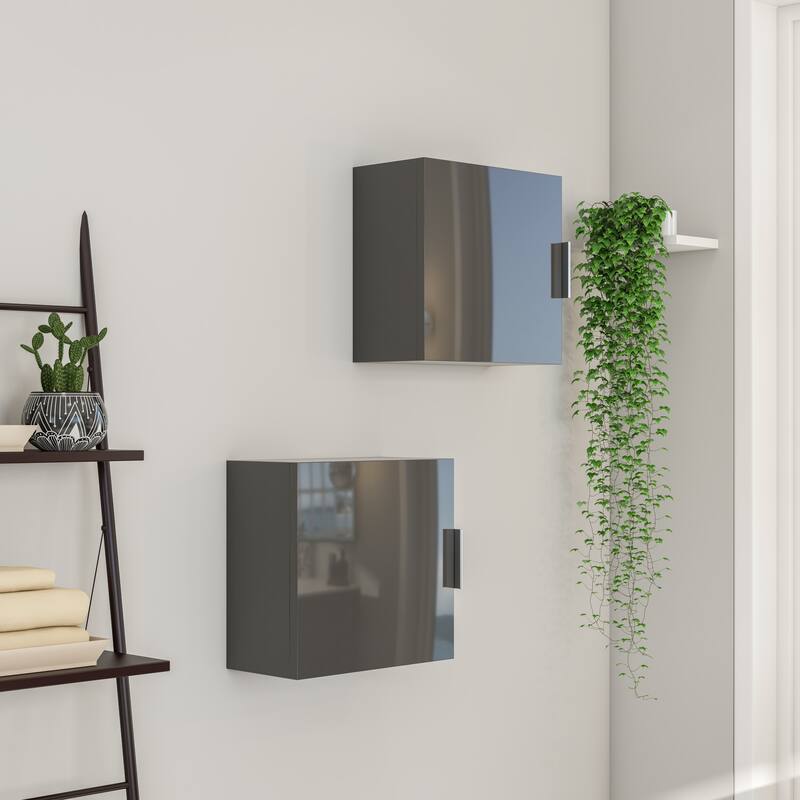 Eviva Escorpio 14"W x 6"D x 14"H Gray Wall-Mounted Linen Cabinet