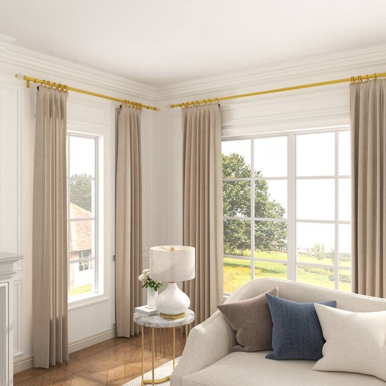 Acroma Adjustable Single Gold Curtain Rod for Windows & Doors.
