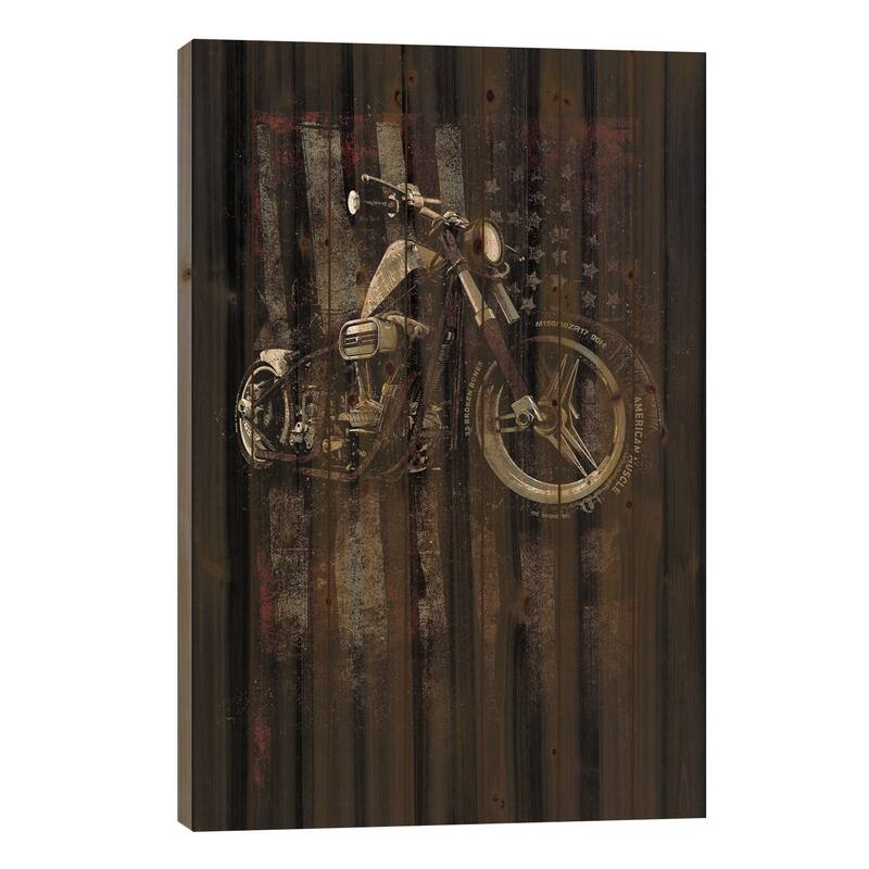 American Muscle: Motorcycle I Print On Wood by 33 Broken Bones - Multi-Color - 40x26x1.5