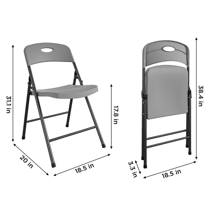 COSCO Solid Resin Plastic Indoor/Outdoor Plastic Folding Chair, 4-Pack