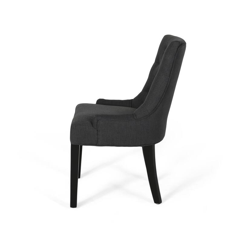 Upholstered Wing- Dining Chair with Backstitching and Solid Wood Legs,Set of 2