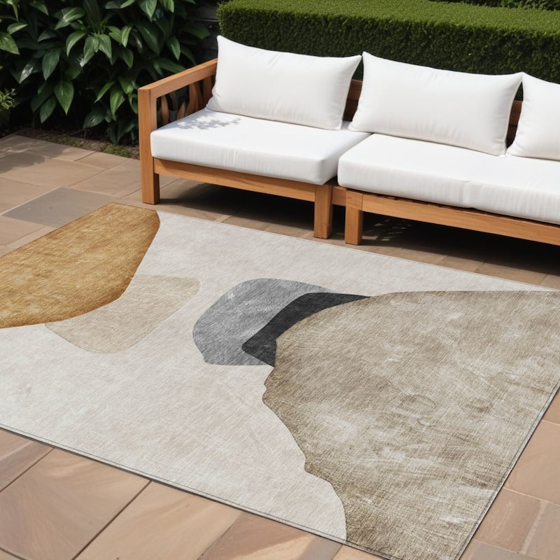 Namo Artistic Abstract Weather Resistant Classic Meets Modern Outdoor Rug - 8' X 10' - Multi