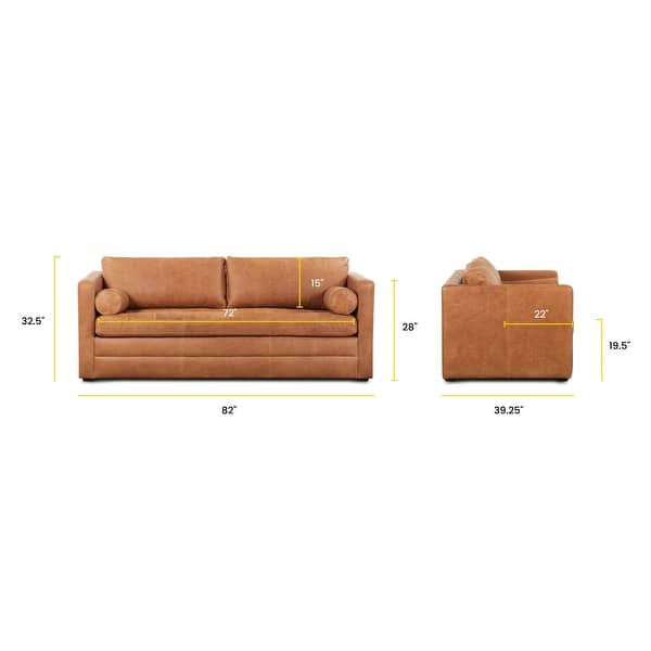 dimension image slide 1 of 2, Poly & Bark Napa 82" Leather Pull-Out Convertible Sleeper Sofa - Full Grain Genuine Italian Leather