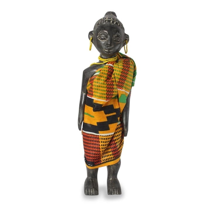 Handmade Wood Sculpture, 'Ghana Queen Mother' (Ghana) - 14.5" H x 4.3" W x 3.5" D