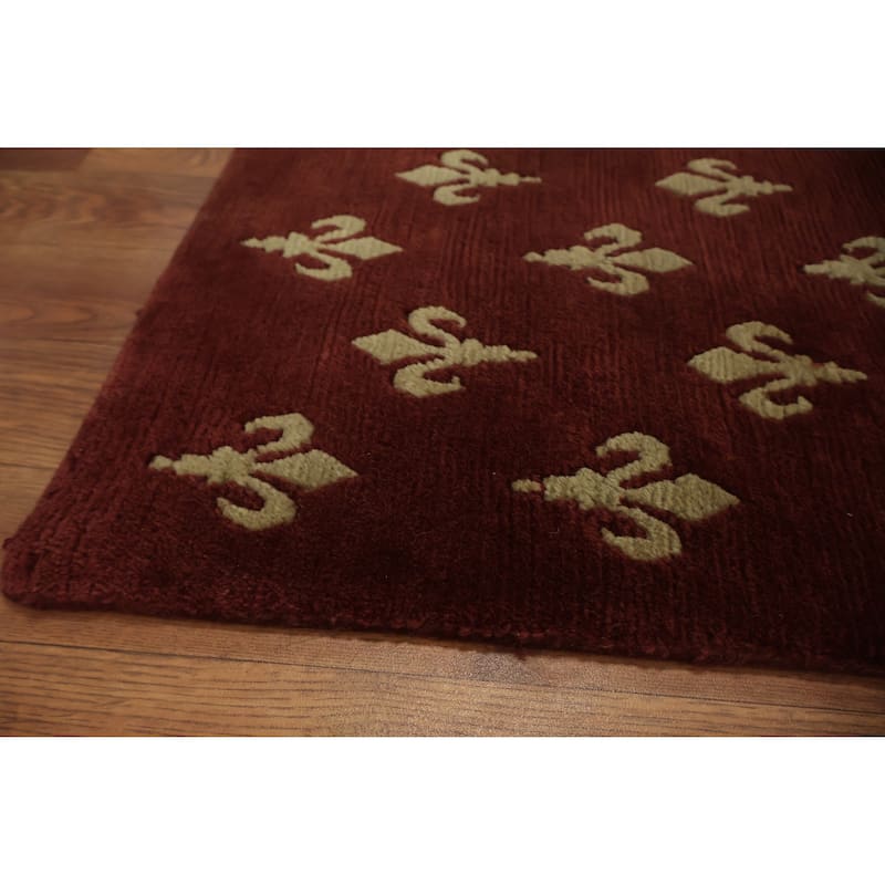 Hand Knotted Oriental 100% Wool Carpet Modern All-Over Oranges & Rust Nepalese Area Rug - 5' 11'' X 4' 1''