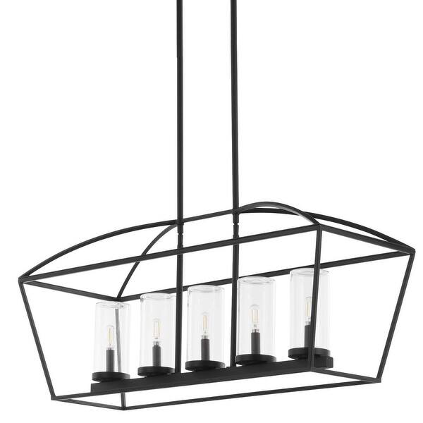 slide 2 of 5, Quorum International 71-5 Odeon 5 Light 38" Wide Linear Chandelier Matte Black