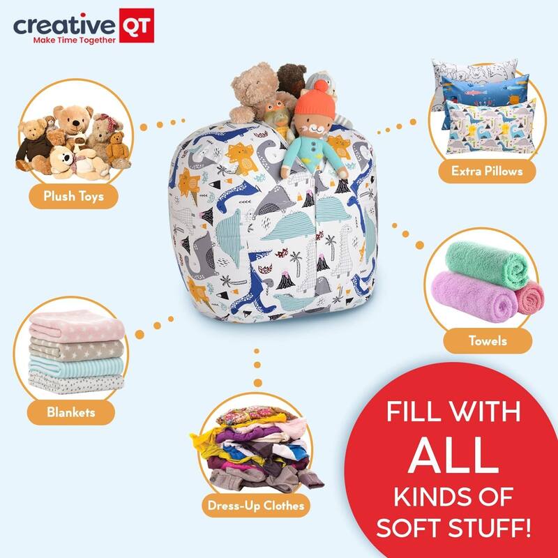 Stuff 'n Sit Large 33'' Bean Bag Storage Cover for Stuffed Animals & Toy, Giant Beanbag Chair for Plush