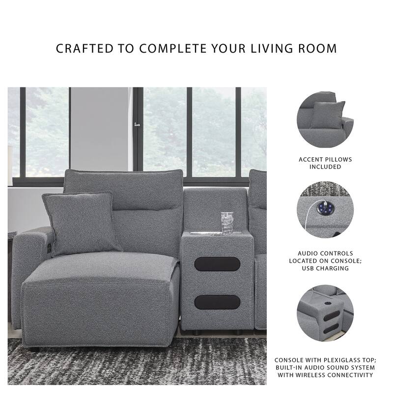 Signature Design by Ashley Modmax Gray 3-Piece Power Reclining Sectional with Chaise - 100" W x 63" D x 41" H