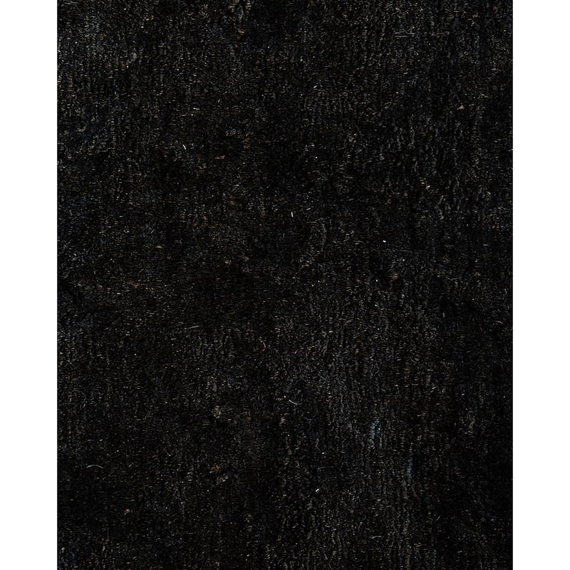 Overton Hand Knotted Wool Vintage Inspired Modern Contemporary Overdyed Black Area Rug - 8' 4" x 10' 5"