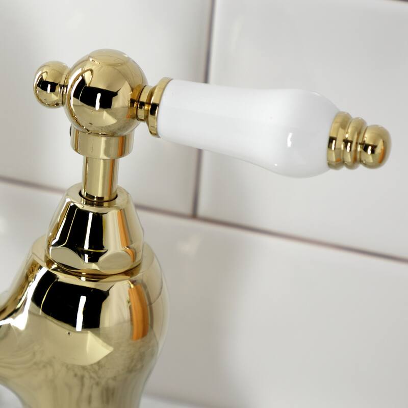 English Country Bridge Bathroom Faucet with Brass Pop-Up