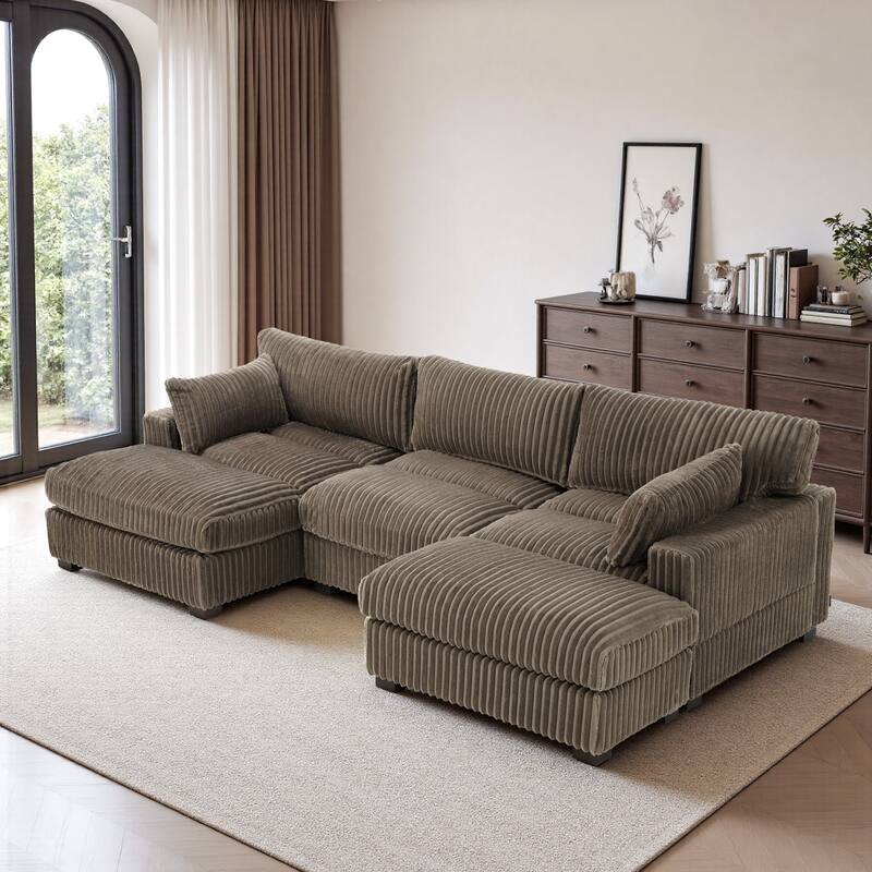 Modren Plush Oversized Modular Sectional Sofa Set with Chaise&Ottoman.