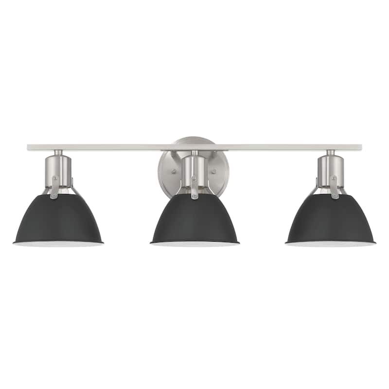 Cooper Metal 3-Light Vanity Light with Etched Glass Shades - 7.0"L x 24.0"W x 7.6"H