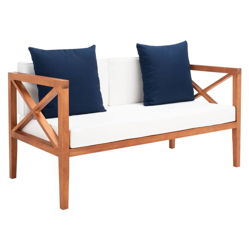SAFAVIEH Outdoor Dafne 4-Piece Conversation Patio Set with Accent Pillow - 50W x 26D x 25H