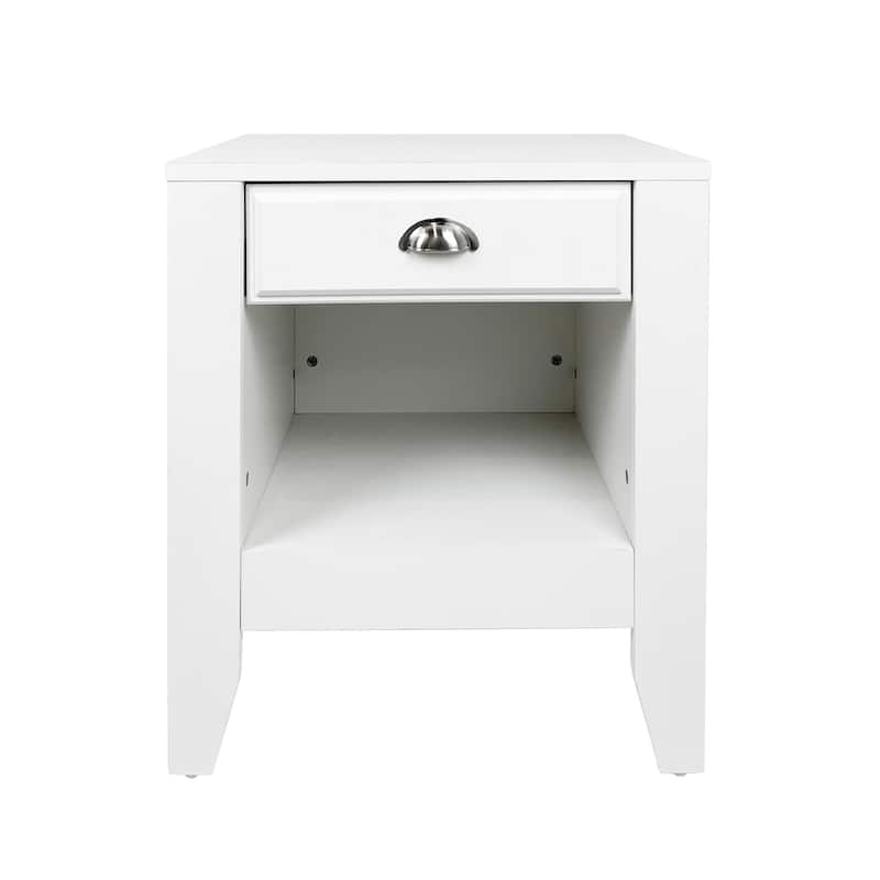 Contemporary Faux Wood Nightstand with Storage and Functional Design
