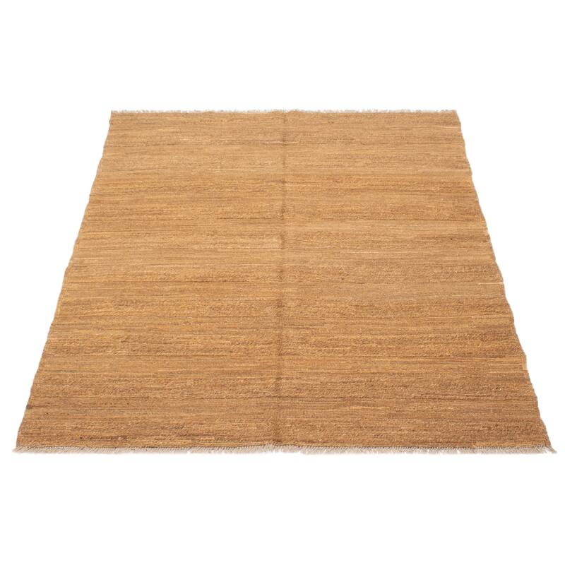 ECARPETGALLERY Flat-Weave Natural Chocolate Wool Tapestry Kilim - 5'7 x 6'9