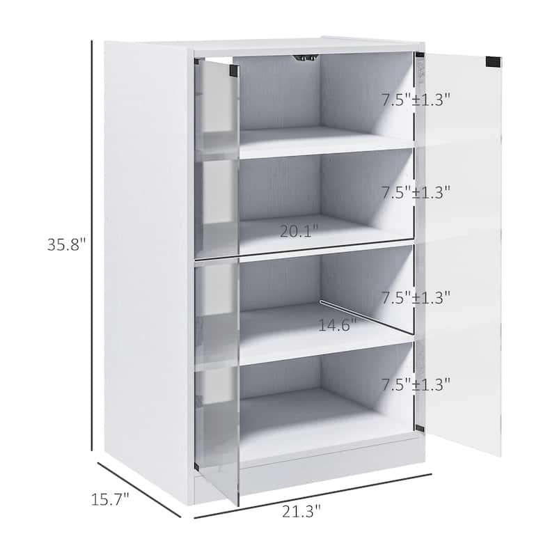 HOMCOM Media Cabinet, 4-Tier Stereo Cabinet, Modern Audio Video Media Stand with Adjustable Shelves, Tempered Glass Doors