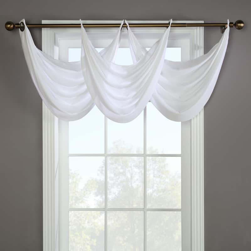 ThermaVoile Rhapsody Lined Grommet SIngle Curtain Panel and Ascot Valance - 36" x 19" Valance - White
