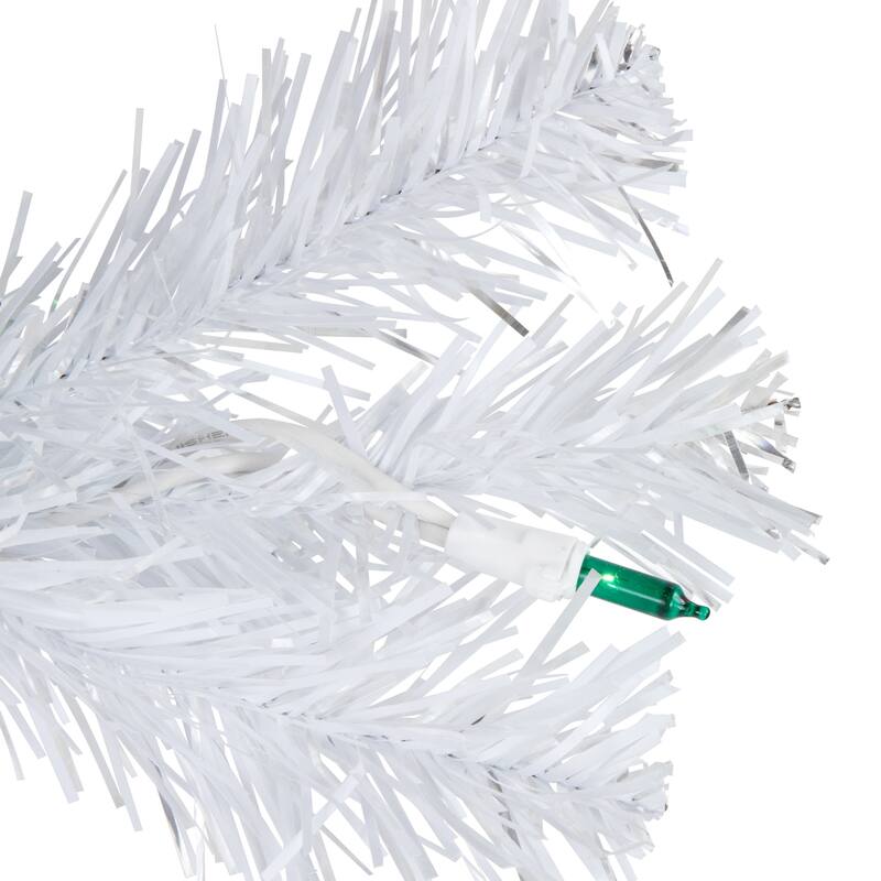 3' Pre-Lit Medium White Pine Artificial Christmas Tree - Green Lights - 3 Foot