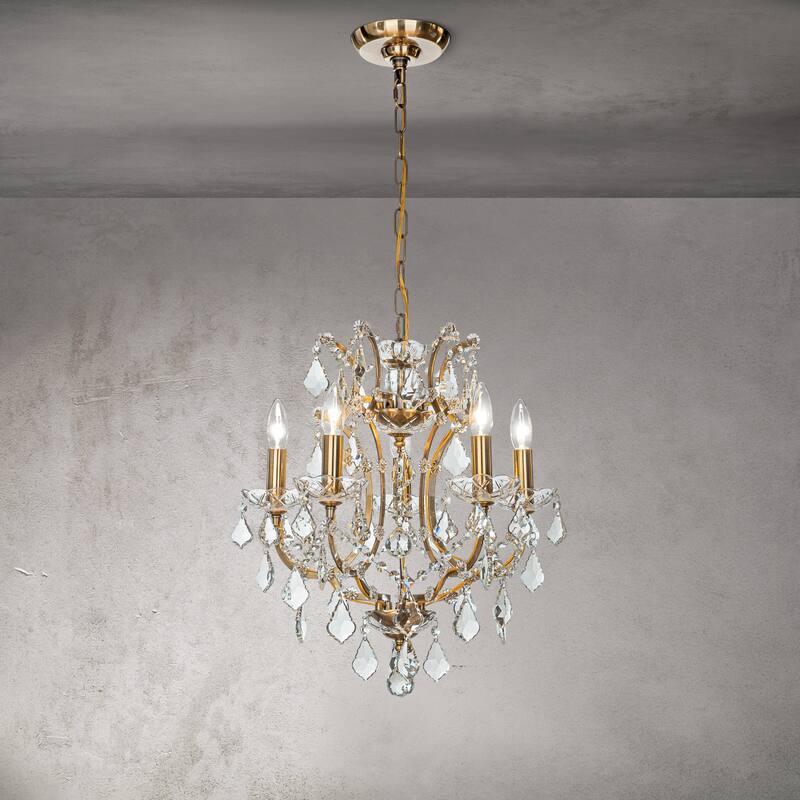 CraftHome 5/12 Light Classic/Traditional Candlestick Chandelier with Crystal Accent - W 18"