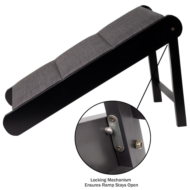 Petmaker Foldable Wooden Dog Pet Ramp for Bed, Couch, or Vehicles