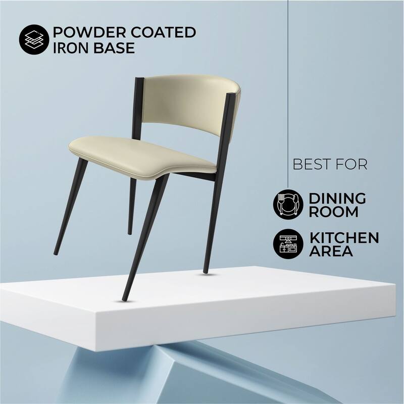 Set of 4 Leather Dining Chairs - Accent Chairs with Sturdy Metal Legs & Cushioned Seats - Ideal for Dining Room or Living Space