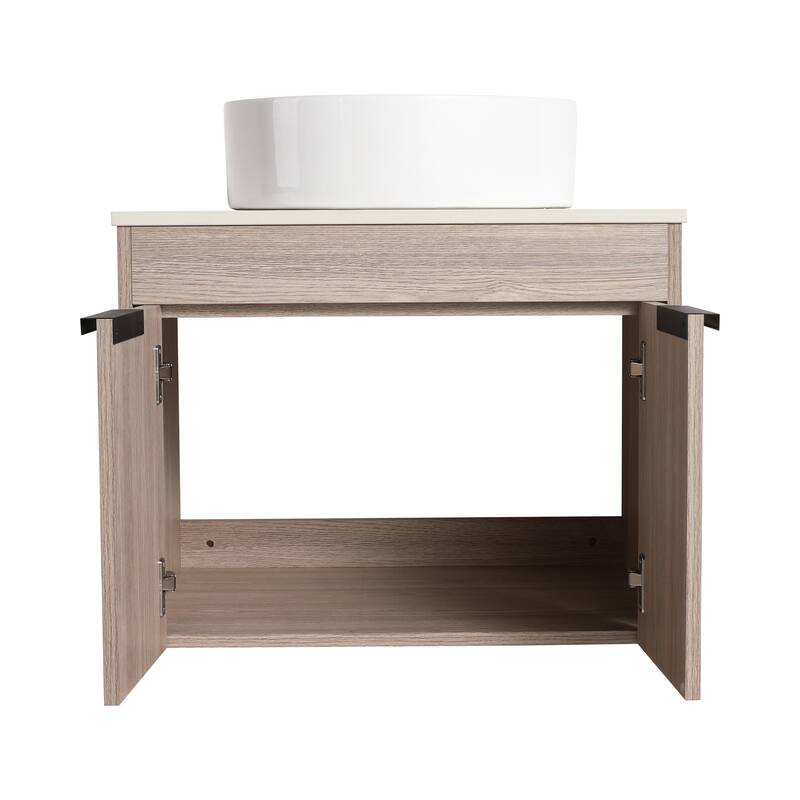 Compact 24-Inch Bathroom Vanity Cabinet with Premium Hardwood Construction, No Ceramic Basin