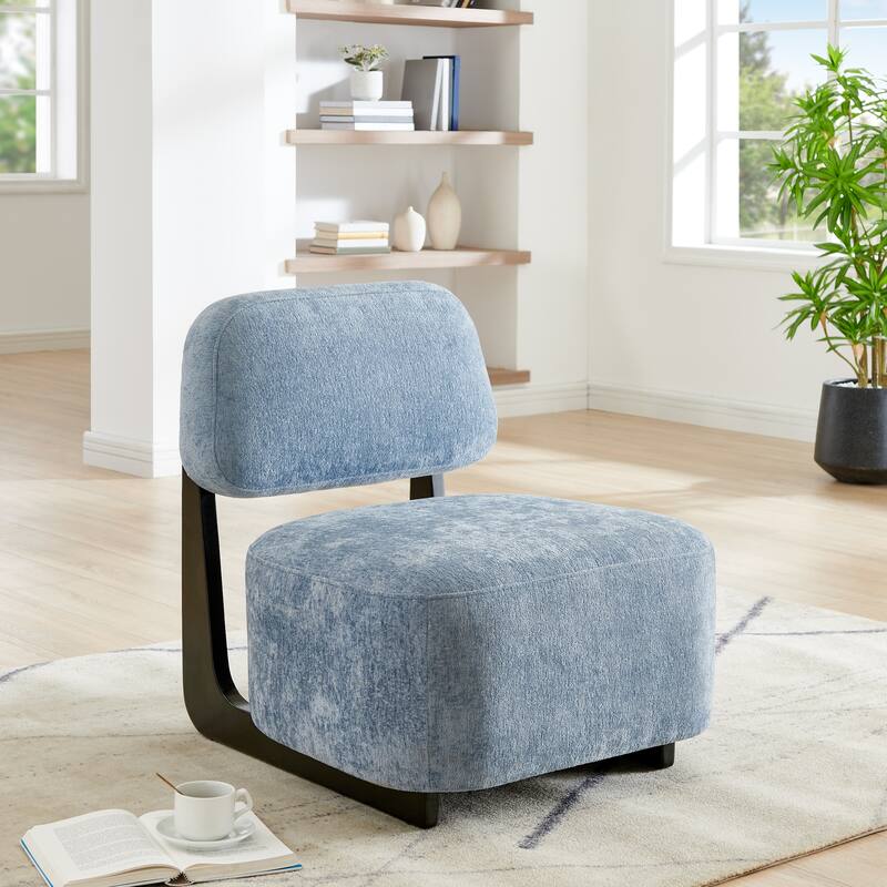 Modern Accent Chair with Solid Wood Frame, 26.5"W x 29"D x 30.25"H - Blue