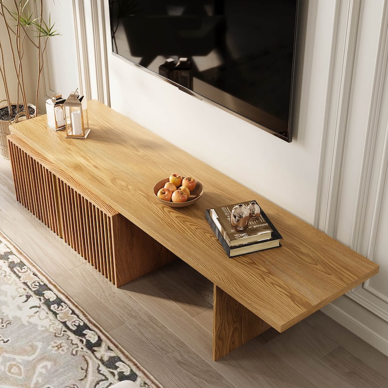 Modern TV stand (extendable) with storage cabinet entertainment center Living room TV stand - Walnut /wood 78.7