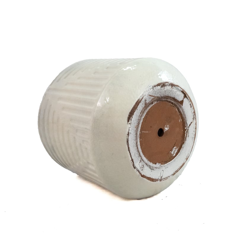 Milky White Ceramic Planter - 16 Inch Square Modern Flower Pot with Drainage Hole & Glossy Finish