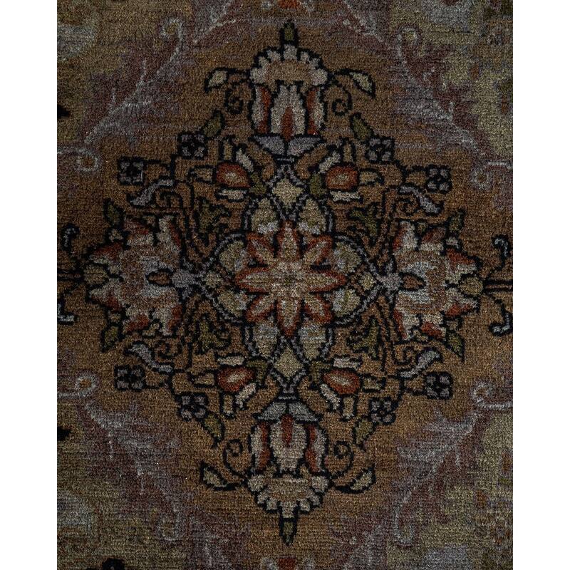 Overton Hand Knotted Wool Vintage Inspired Modern Contemporary Overdyed Brown Octagon Area Rug - 9' 1" x 9' 1"