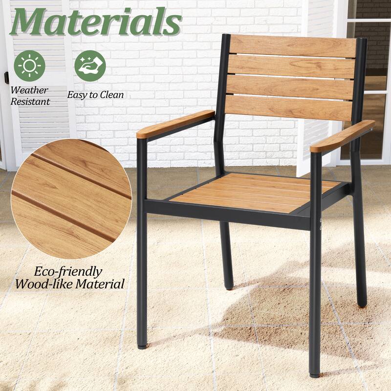 Outdoor Aluminum Rectangle 9-piece Patio Dining Set with Umbrella Hole and Chairs