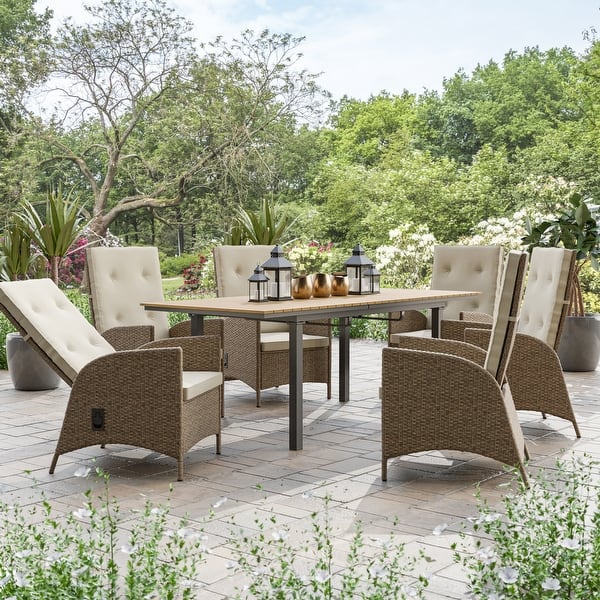 Mackay Teak Extendable & Reclining Outdoor Dining Set for 6 People
