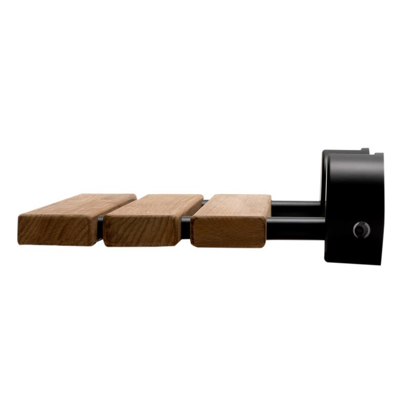Black Matte 16" Wide Foldable Teak Shower Seat with Round Hardware