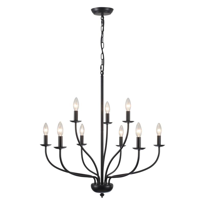 9-Light Candlestick Hanging Linear Chandelier Lighting 2-Tier Ceiling Light Fixture for Kitchen Island
