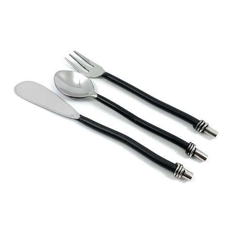 VIBHSA Breakfast Flatware Set of 12 Pieces (Black, Twisted)