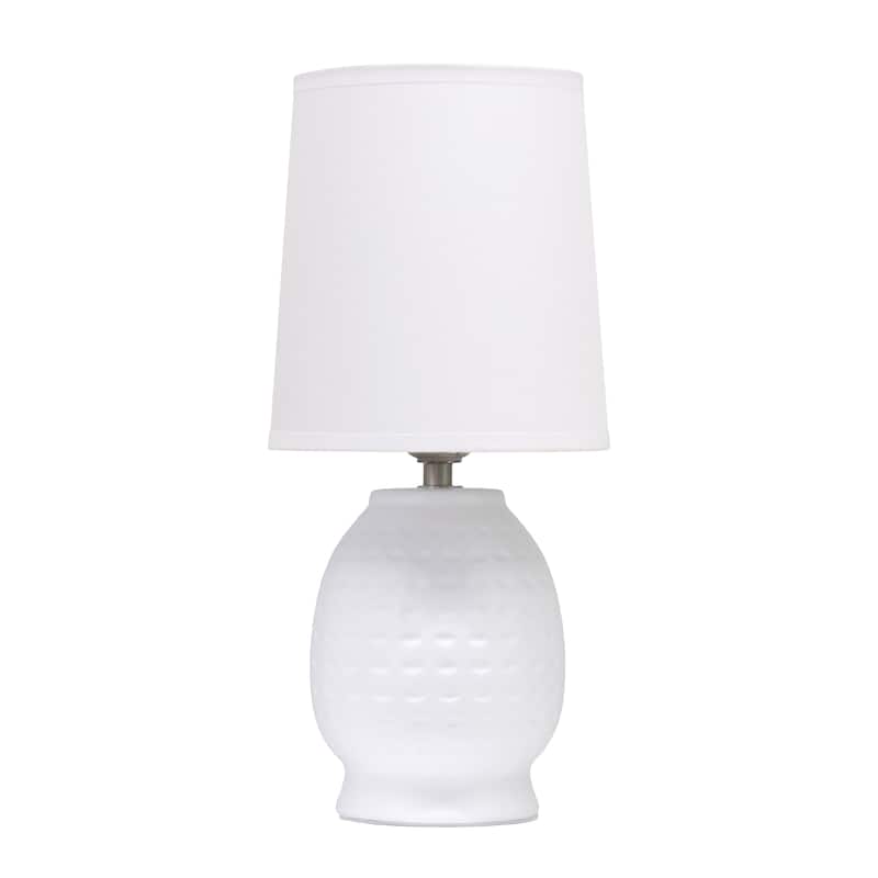 Ceramic Table Lamp with Fabric Shade for Small Spaces - 6 x 6 x 13 in. (L x W x H) - Off White