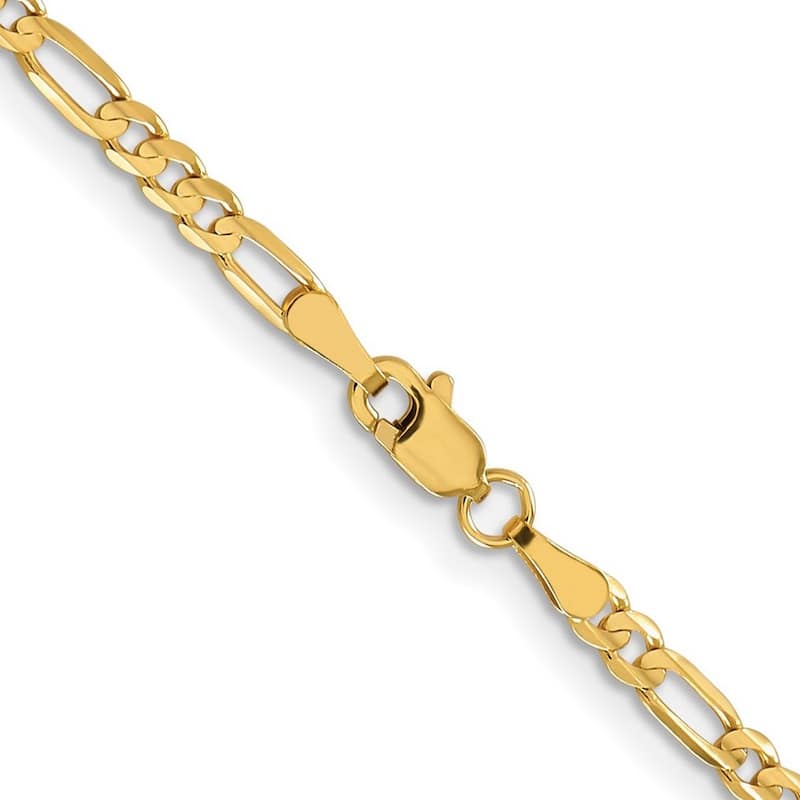 Curata 10k Yellow Gold Solid Polished Sparkle Cut Lobster Claw Closure 3.0mm Figaro Chain Bracelet 7 Inch