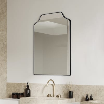 24 in. W x 36 in. H Scalloped-Top Metal Framed Wall Mounted Mirror - 36 H x 24 W x 1.08 D