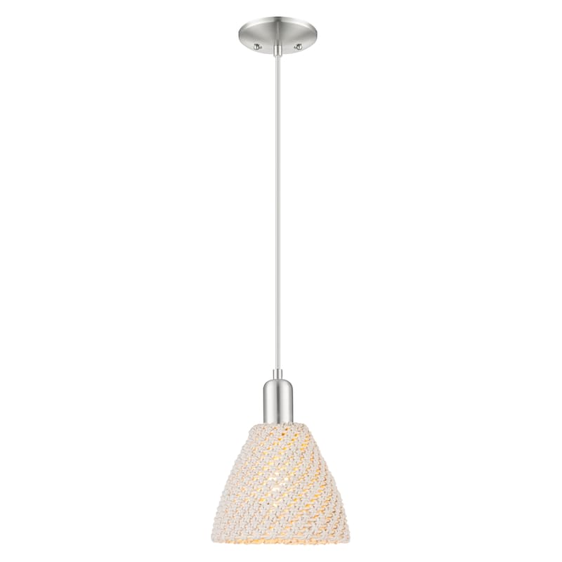 Innovations Lighting Downtown Urban - Natural Ballston Dome - 1 Light 8" Cord Hung Mini Pendant - Natural Shade/Brushed Satin Nickel